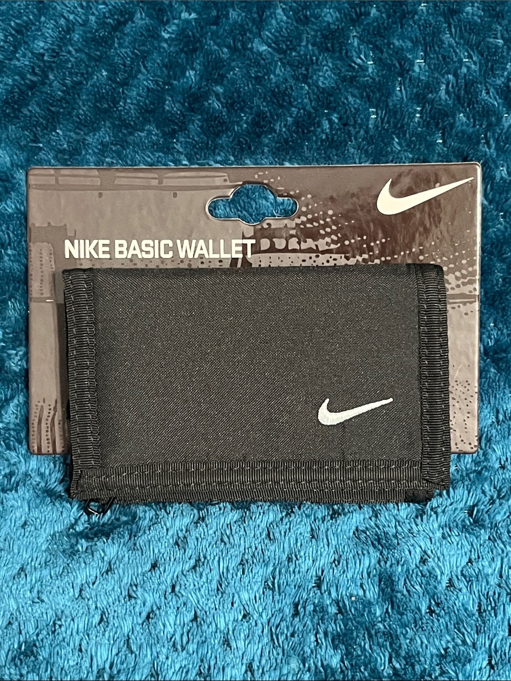 Nike Black Trifold Wallet Black with White Swoosh